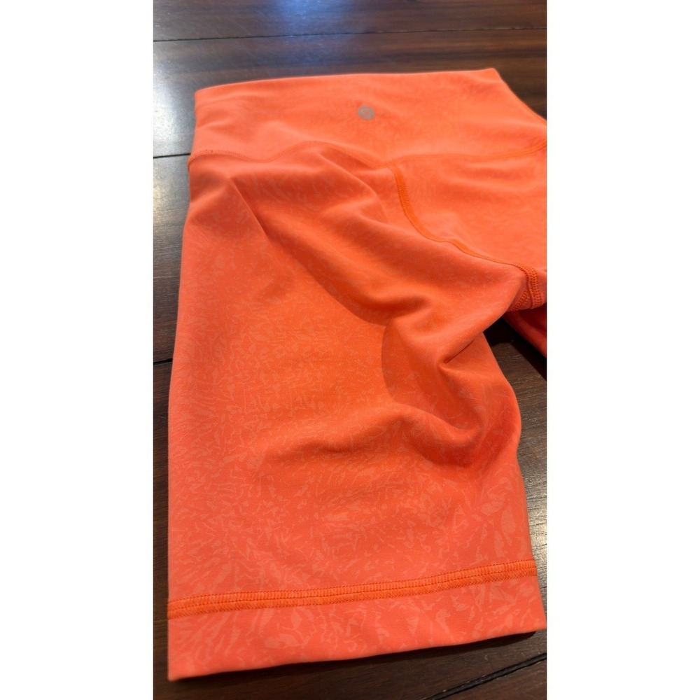 Lululemon Align High-Rise Short Orange Floral Embossed Nulu Biker Shorts Size 4 - Picture 15 of 16